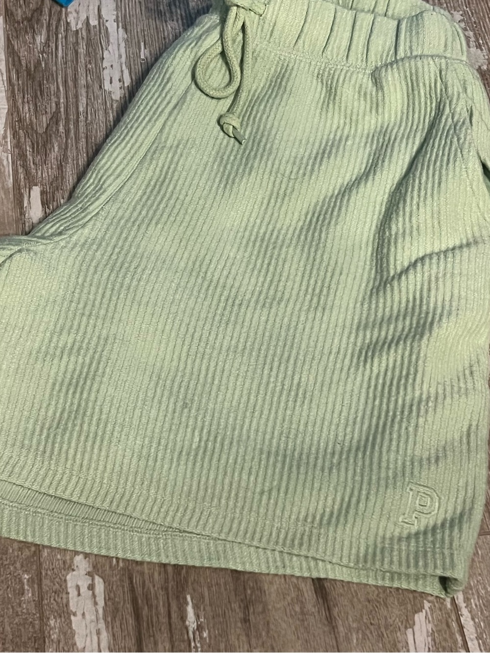💗PINK VS Boyfriend Ribbed Terry Fleece Lounge Short-Lime & Teal Tee (M) - Picture 7 of 11